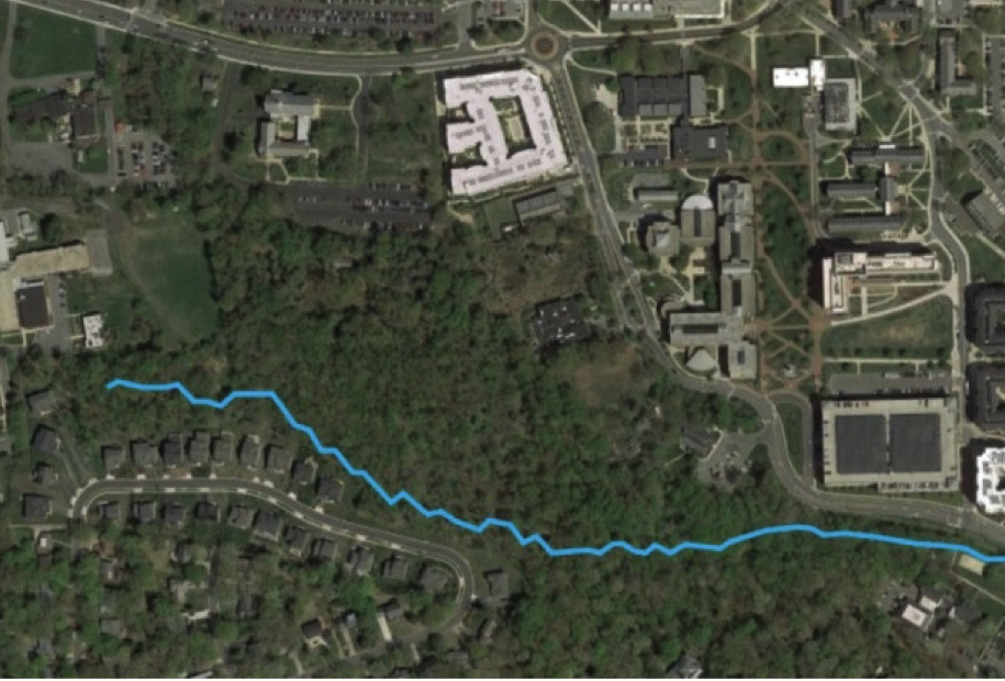 Map 2. Guilford Woods image showing Guilford Creek. (from Google Earth)