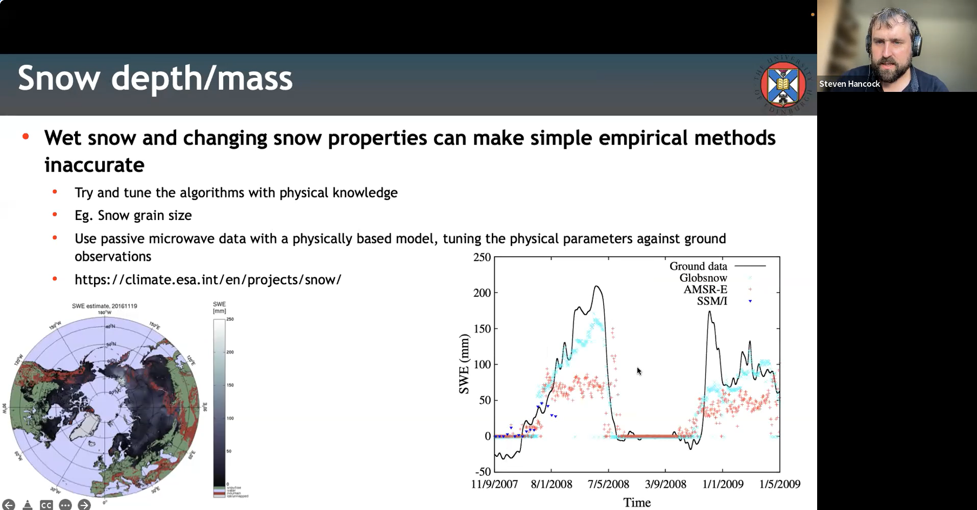 Steven Hancock gives his talk on Remote Sensing of Seasonal Snow