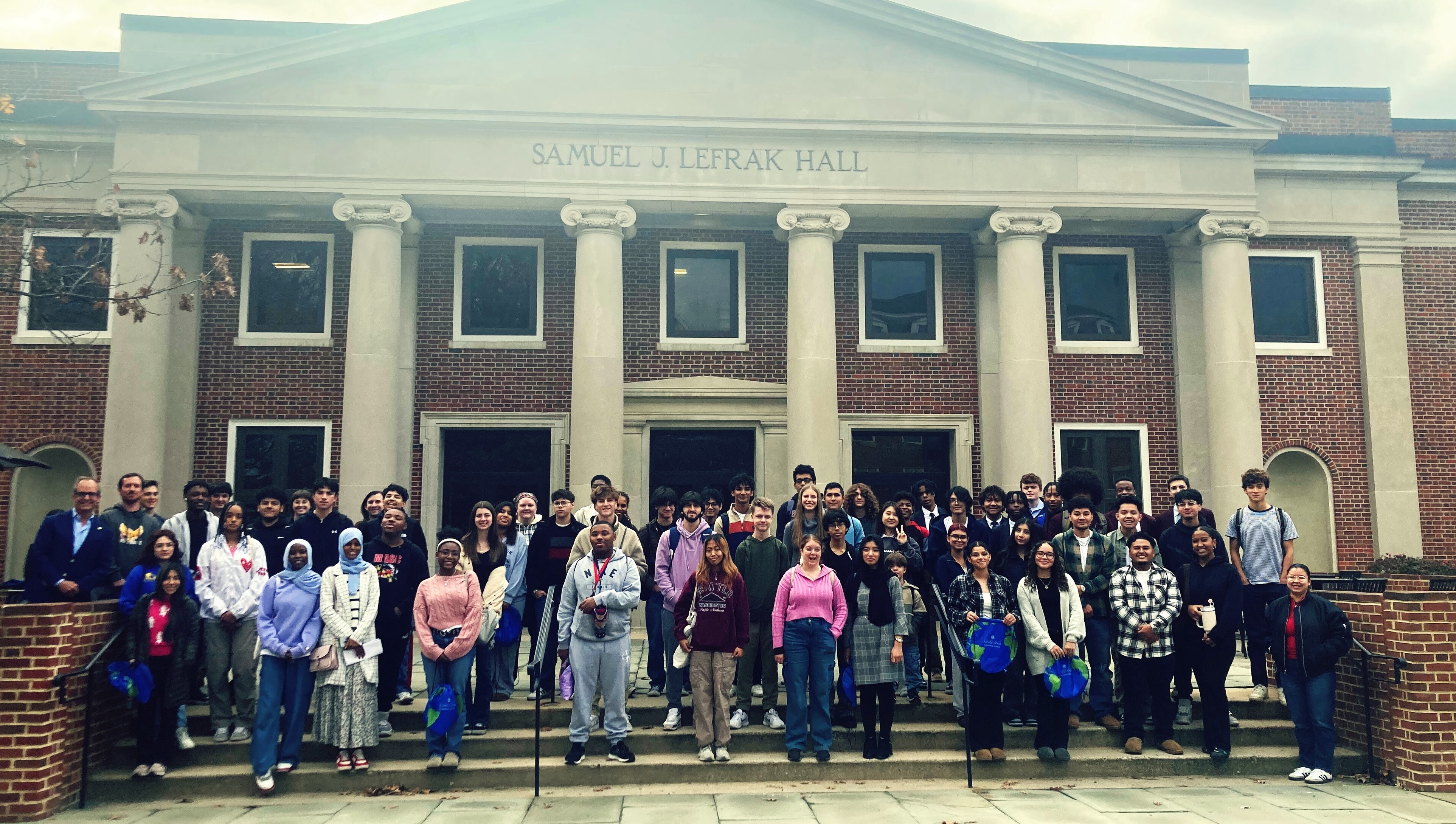 Group photo in front of LeFrah Hall