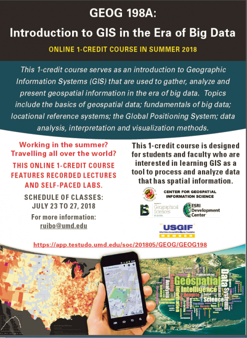 GEOG 198A Online Summer CourseIntroduction to GIS in the Era of Big