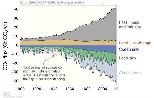 Combined components of the global carbon budget