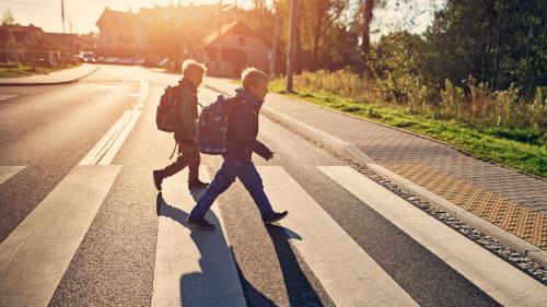 iStock photo kids crossing street