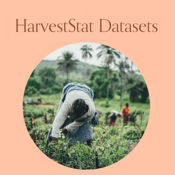 HarvestStat Datasets over a photo of someone working the field