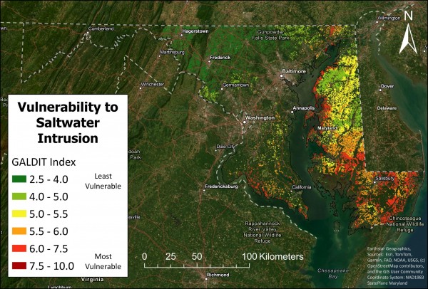  Map of the Maryland watershed highlighting the locations of water bodies throughout the state.