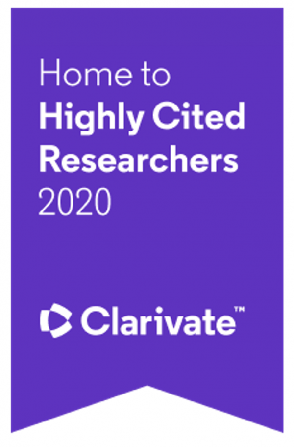 Purple Ribbon with text "Home to Highly Cited Researcher 2020"