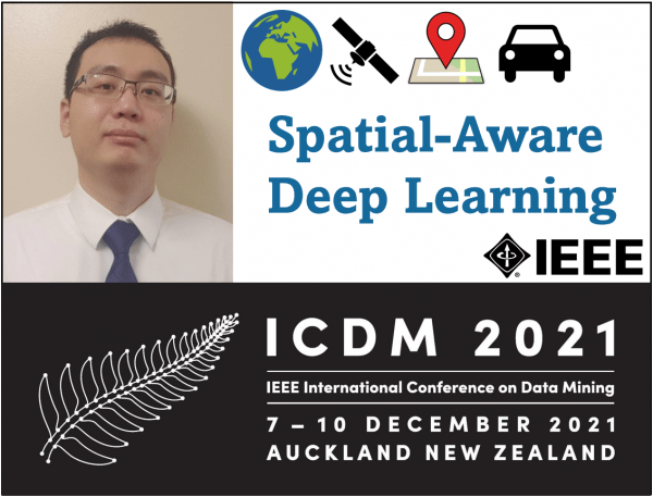 Headshot of Dr. Xie and ICDM 2021 conference logo