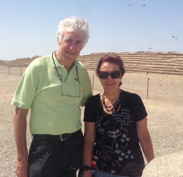 De Floriani with her husband at the Gobi desert