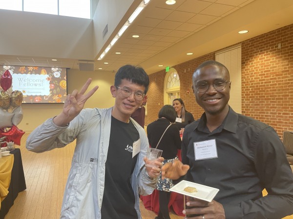 Adebowale and Jiaxun at the Fellows Welcome Reception organized by the Graduate School