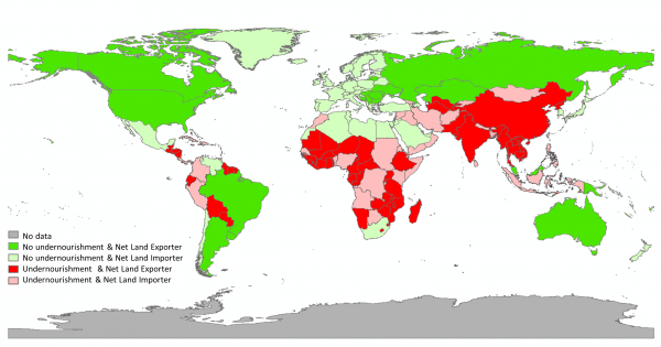 Map of undernourishment and trade status