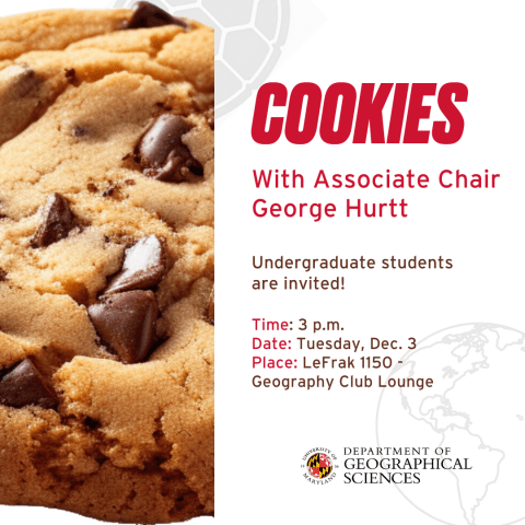 Cookies with Associate Chair George Hurtt for undergraduate students.