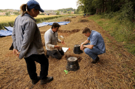 Col. Allen Pepper from the U.S. Embassy with Adam Fracchia and co-director Tiffany Saul, a forensic anthropologist from Middle Tennessee State University