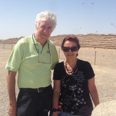 De Floriani with her husband at the Gobi desert